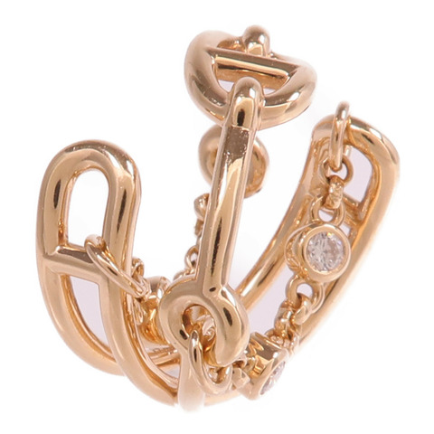 HERMES 18K玫瑰金Bague Chaine D'ancre Chaos鑽石戒指