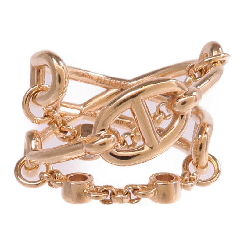 HERMES 18K玫瑰金Bague Chaine D'ancre Chaos鑽石戒指-1