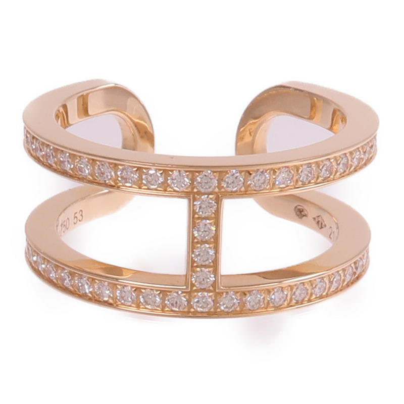 HERMES 18K玫瑰金Ever Chaine D'ancre Ring鑽石戒指-1