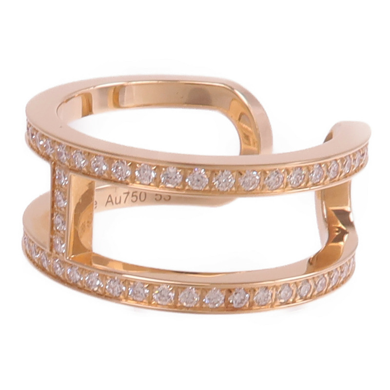 HERMES 18K玫瑰金Ever Chaine D'ancre Ring鑽石戒指-2