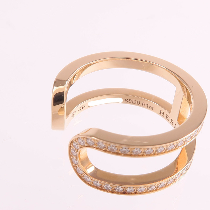 HERMES 18K玫瑰金Ever Chaine D'ancre Ring鑽石戒指-4