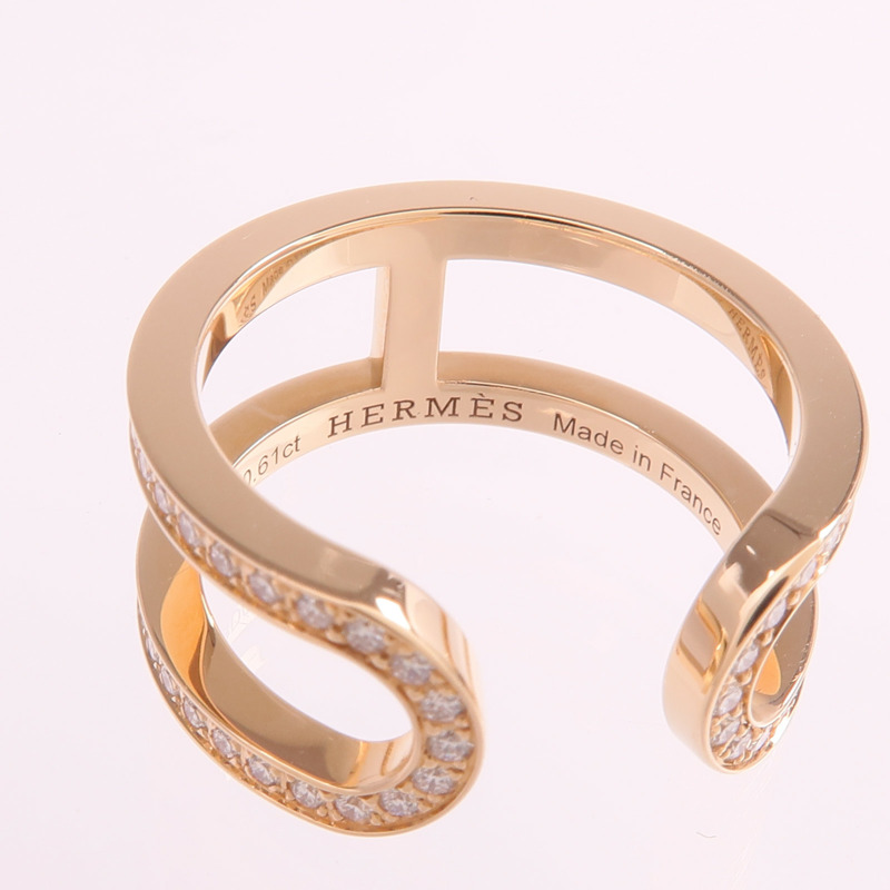 HERMES 18K玫瑰金Ever Chaine D'ancre Ring鑽石戒指-5