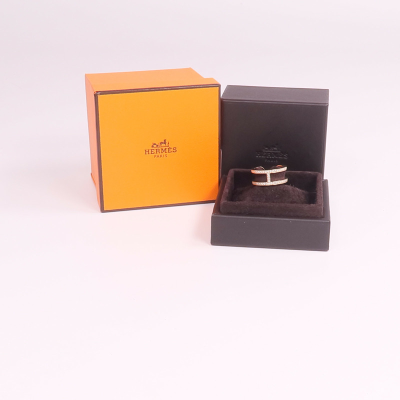 HERMES 18K玫瑰金Ever Chaine D'ancre Ring鑽石戒指-9