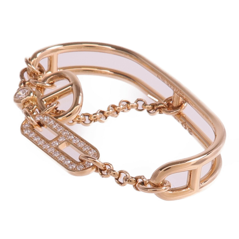 HERMES 18K玫瑰金Chaine D'ancre Chaos Double Ring鑽石戒指-1