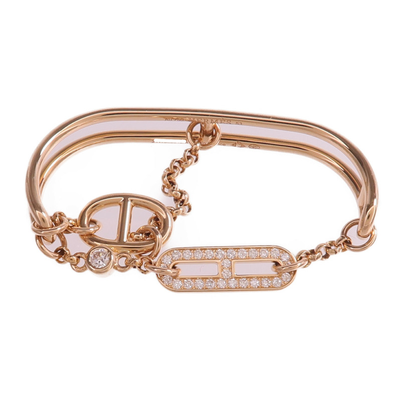 HERMES 18K玫瑰金Chaine D'ancre Chaos Double Ring鑽石戒指-3