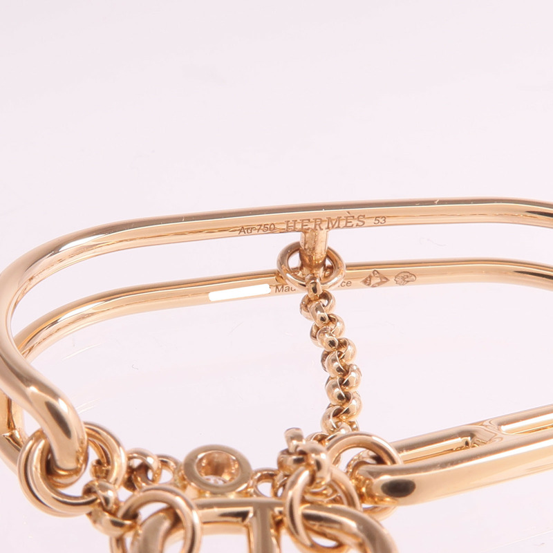 HERMES 18K玫瑰金Chaine D'ancre Chaos Double Ring鑽石戒指-4