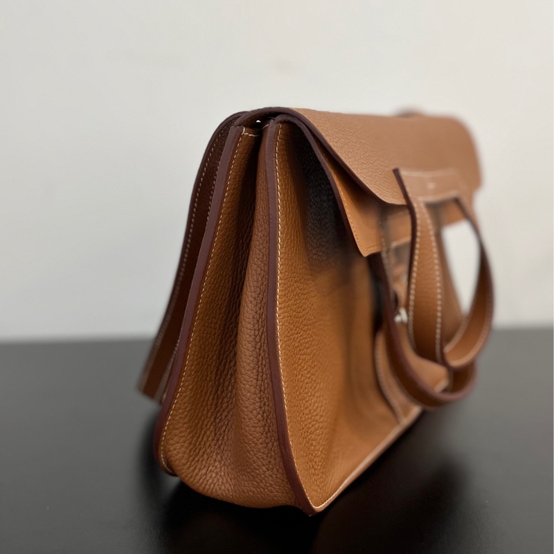 Hermès 愛馬仕halzan哈喇子31金棕銀扣tc皮C刻 未附件-2