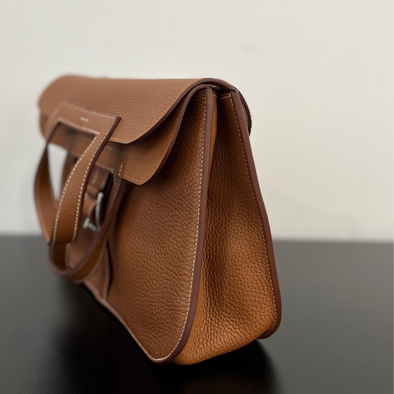 Hermès 愛馬仕halzan哈喇子31金棕銀扣tc皮C刻 未附件-3