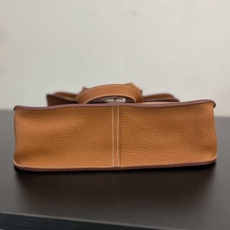 Hermès 愛馬仕halzan哈喇子31金棕銀扣tc皮C刻 未附件-4