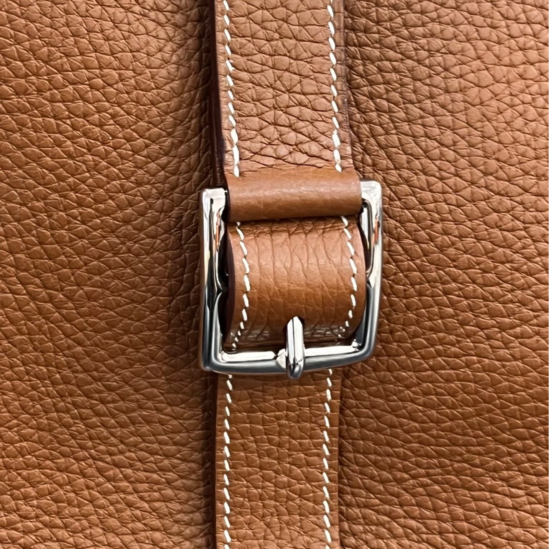 Hermès 愛馬仕halzan哈喇子31金棕銀扣tc皮C刻 未附件-6
