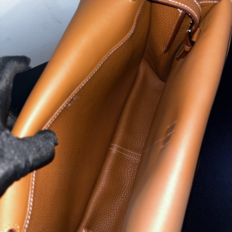 Hermès 愛馬仕halzan哈喇子31金棕銀扣tc皮C刻 未附件-8