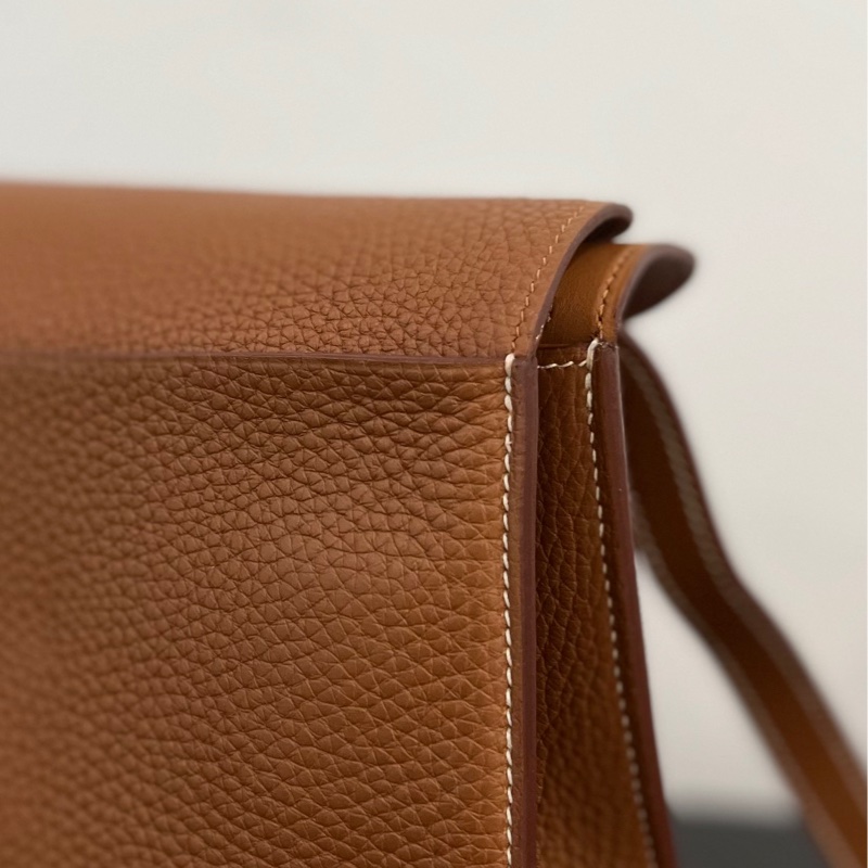 Hermès 愛馬仕halzan哈喇子31金棕銀扣tc皮C刻 未附件-10