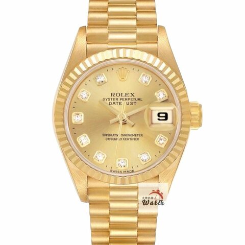 【大眾名錶】ROLEX 勞力士69178 Datejust 蠔式女錶 18K金 原廠錶帶未整理 新包台金色十鑽面盤 底蓋原廠貼紙 大眾名錶B1277