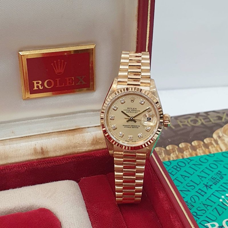 【大眾名錶】ROLEX 勞力士69178 Datejust 蠔式女錶 18K金 原廠錶帶未整理 新包台金色十鑽面盤 底蓋原廠貼紙 大眾名錶B1277-3