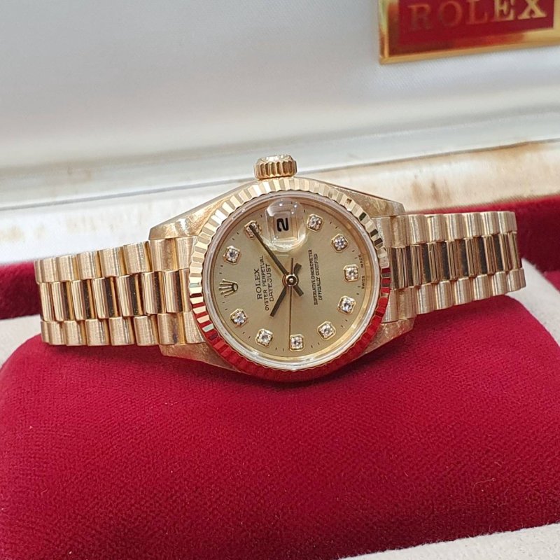 【大眾名錶】ROLEX 勞力士69178 Datejust 蠔式女錶 18K金 原廠錶帶未整理 新包台金色十鑽面盤 底蓋原廠貼紙 大眾名錶B1277-4