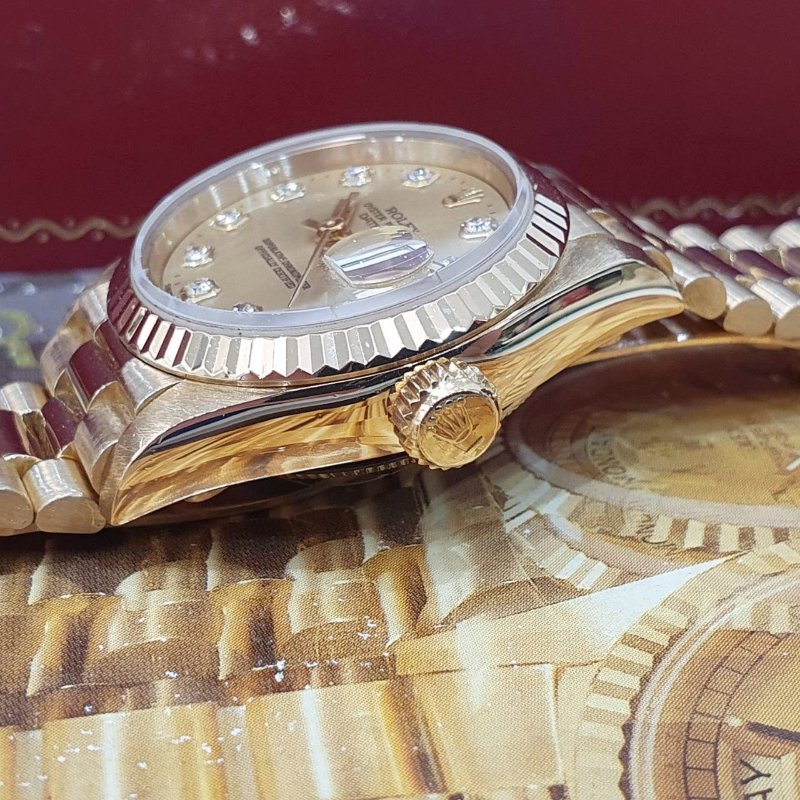 【大眾名錶】ROLEX 勞力士69178 Datejust 蠔式女錶 18K金 原廠錶帶未整理 新包台金色十鑽面盤 底蓋原廠貼紙 大眾名錶B1277-6