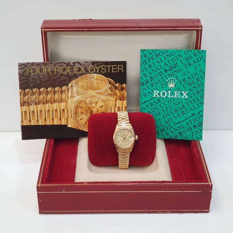 【大眾名錶】ROLEX 勞力士69178 Datejust 蠔式女錶 18K金 原廠錶帶未整理 新包台金色十鑽面盤 底蓋原廠貼紙 大眾名錶B1277-9