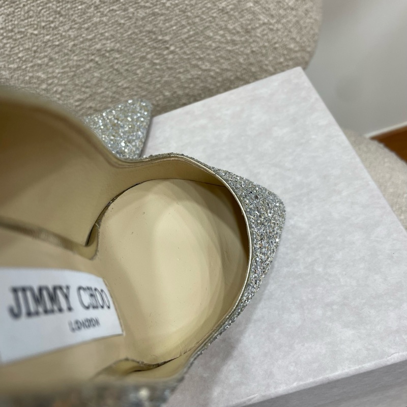 jimmychoo 銀色閃片高跟鞋 36碼 鞋跟8cm 🈶盒-5