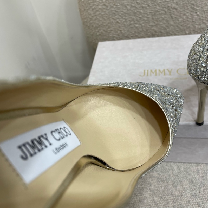 jimmychoo 銀色閃片高跟鞋 36碼 鞋跟8cm 🈶盒-6