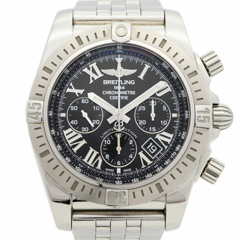 百年靈 Chronomat 44 JSP 日本限量版（500 枚）AB01153A AB0115 黑色錶盤男士腕錶-0