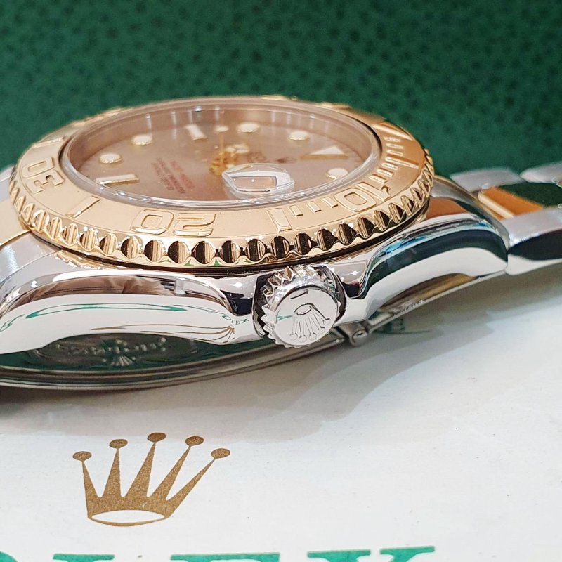 【大眾名錶】ROLEX 勞力士168623 Yacht-Master 中型款 遊艇名仕 黃K金錶圈 灰色面盤 錶徑35mm 自動上鍊 大眾名錶B1278-6