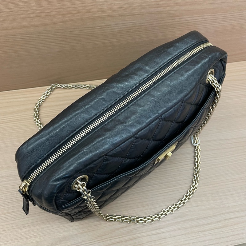 NO:D34 Chanel 香奈兒 黑色2.55相机包鏈條包 大號 2009年 12開 尺寸底長28*高17*寬9 有卡 無塵袋無盒子-4