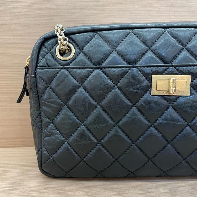 NO:D34 Chanel 香奈兒 黑色2.55相机包鏈條包 大號 2009年 12開 尺寸底長28*高17*寬9 有卡 無塵袋無盒子-5