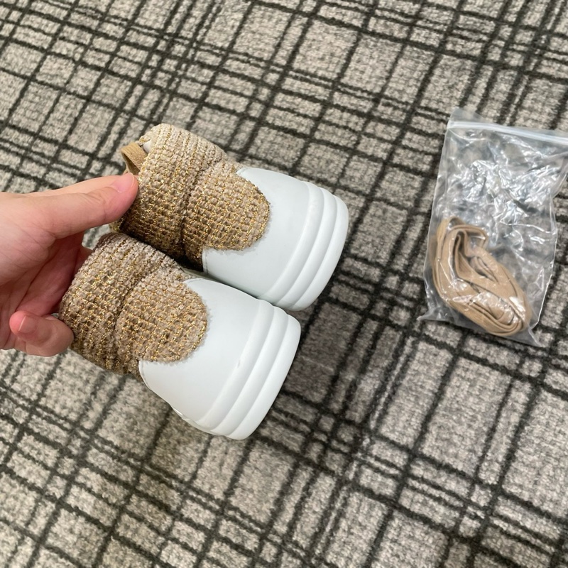 僅試穿CHANEL香奈兒 PVC白拼香檳金毛呢高幫板鞋 35.5碼。-3