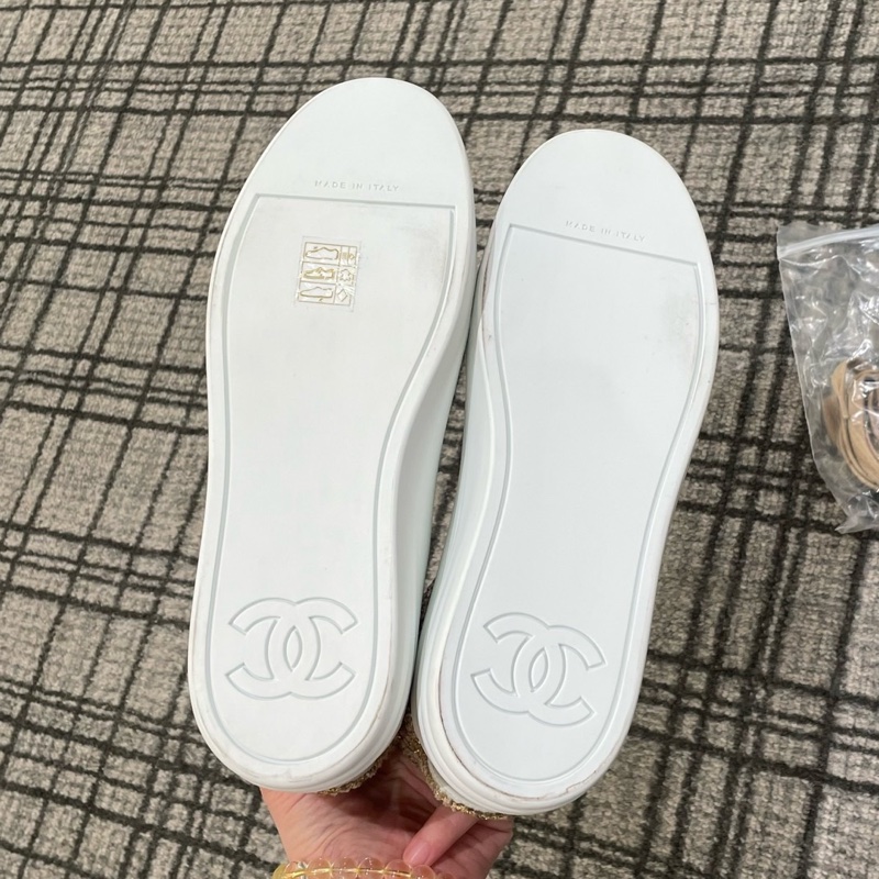 僅試穿CHANEL香奈兒 PVC白拼香檳金毛呢高幫板鞋 35.5碼。-7