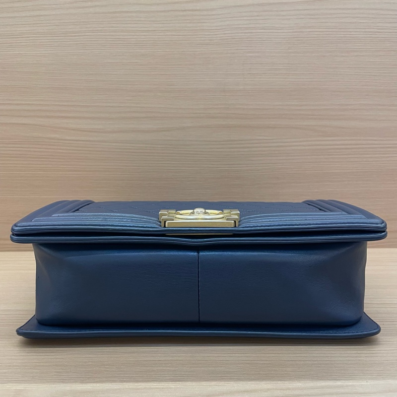 NO:D29 Chanel香奈兒 LEBOY藍金牛皮單肩斜挎鏈條包 中號 24開 2018年 尺寸底長25*高14*寬8 無附件-7