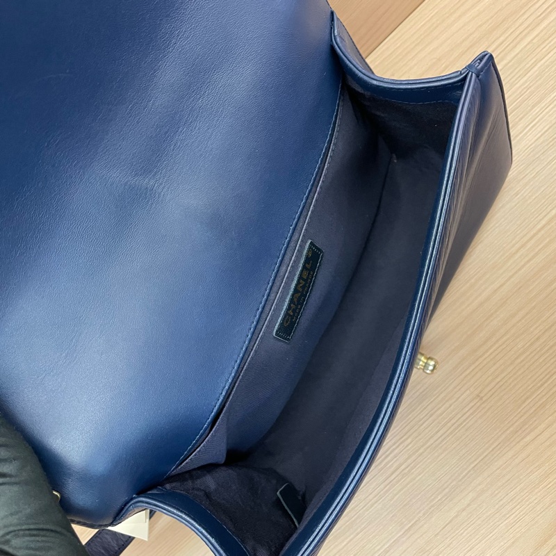 NO:D29 Chanel香奈兒 LEBOY藍金牛皮單肩斜挎鏈條包 中號 24開 2018年 尺寸底長25*高14*寬8 無附件-11