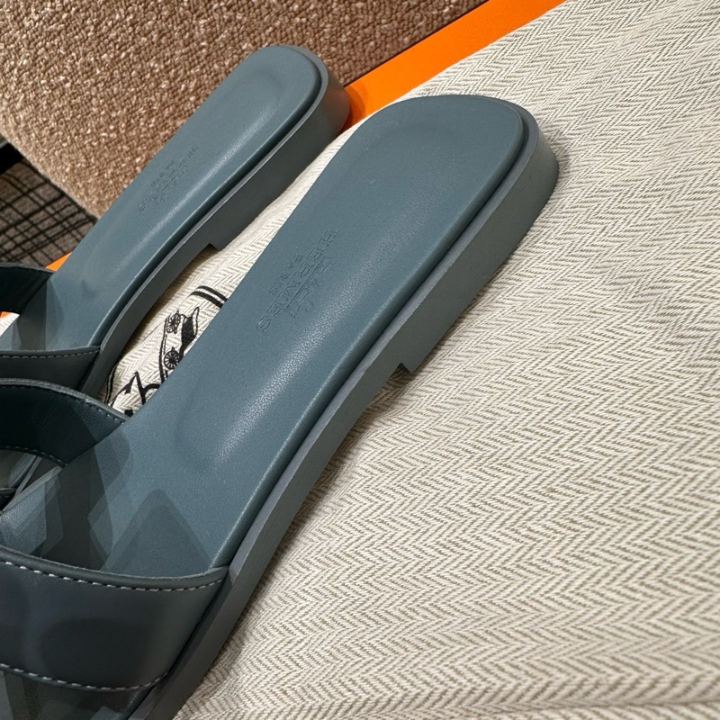 Hermes 愛馬仕 霧霾藍H女 拖鞋 36.5碼附件：塵袋+盒-2