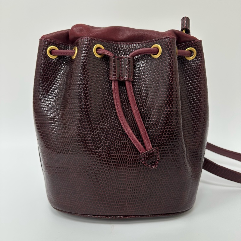 【赫蒂國際精品】Gucci 古馳 酒紅色壓紋皮革水桶包 vintage-2