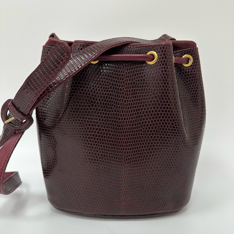 【赫蒂國際精品】Gucci 古馳 酒紅色壓紋皮革水桶包 vintage-4