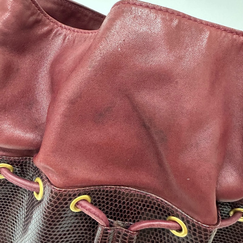 【赫蒂國際精品】Gucci 古馳 酒紅色壓紋皮革水桶包 vintage-7