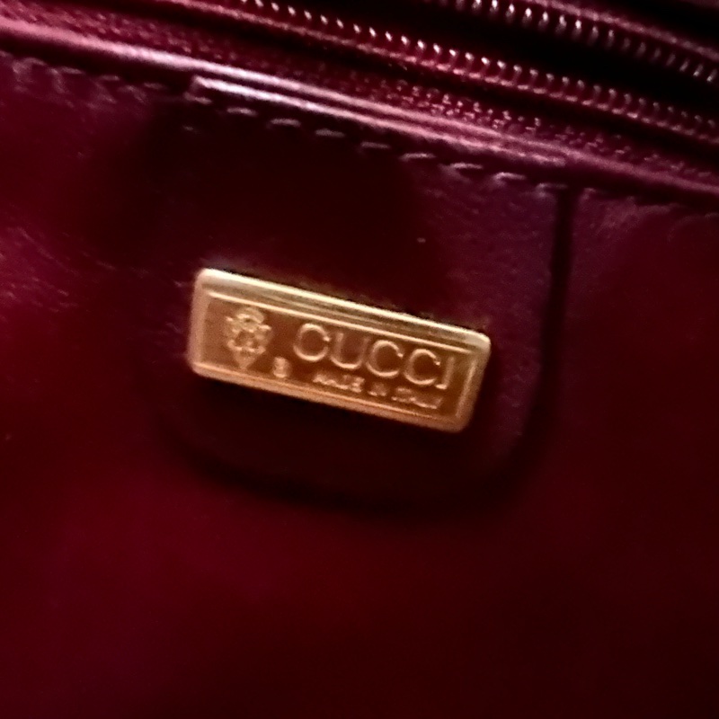 【赫蒂國際精品】Gucci 古馳 酒紅色壓紋皮革水桶包 vintage-9