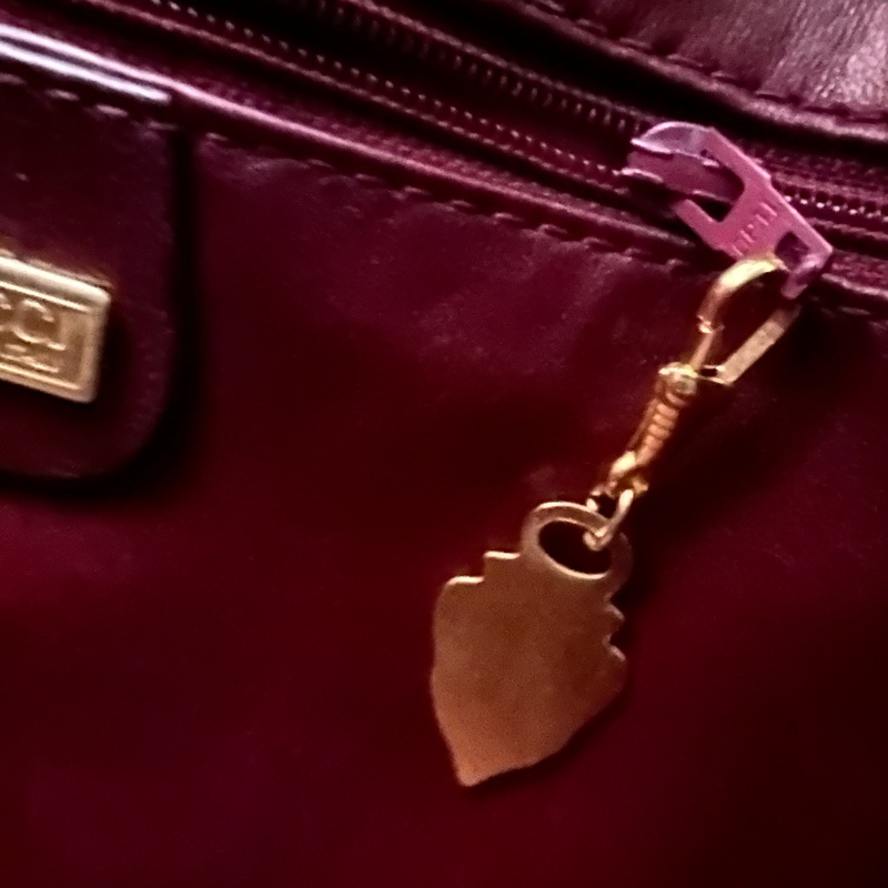 【赫蒂國際精品】Gucci 古馳 酒紅色壓紋皮革水桶包 vintage-10