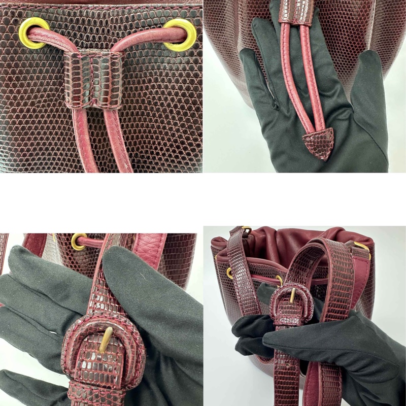 【赫蒂國際精品】Gucci 古馳 酒紅色壓紋皮革水桶包 vintage-13