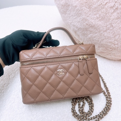 Chanel lp 摩卡棕色手柄盒子包