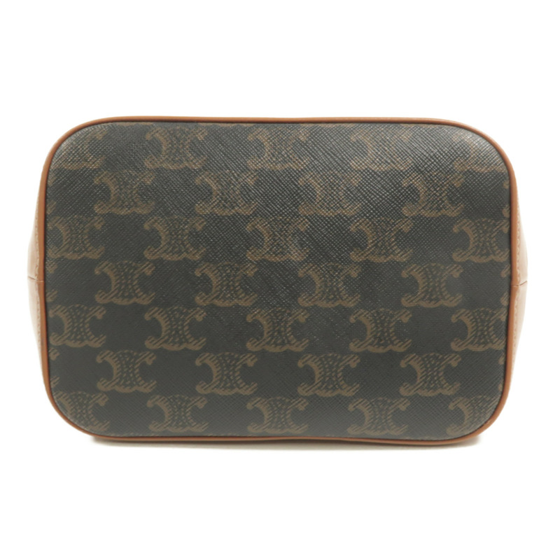 CELINE 塗層帆布/牛皮皮革Triomphe Small Bucket肩背袋-3