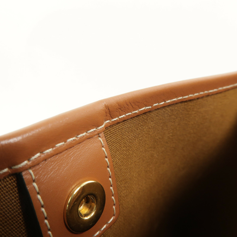 CELINE 塗層帆布/牛皮皮革Triomphe Small Bucket肩背袋-9