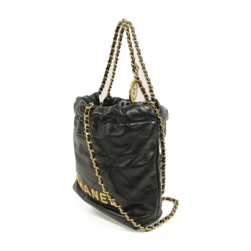 CHANEL 牛皮皮革22 Mini鏈帶肩背袋-2