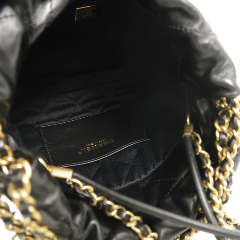 CHANEL 牛皮皮革22 Mini鏈帶肩背袋-4