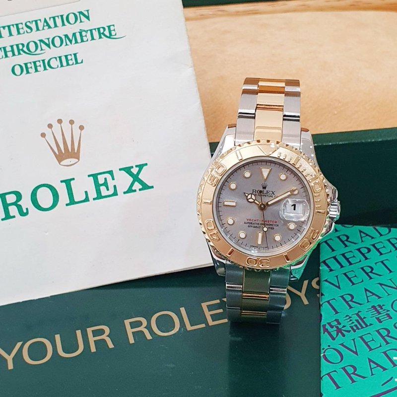 【大眾名錶】ROLEX 勞力士69623 Yacht-Master 遊艇名仕 半金小遊艇 灰色面盤 錶徑29mm 自動上鍊 大眾名錶B1279-1
