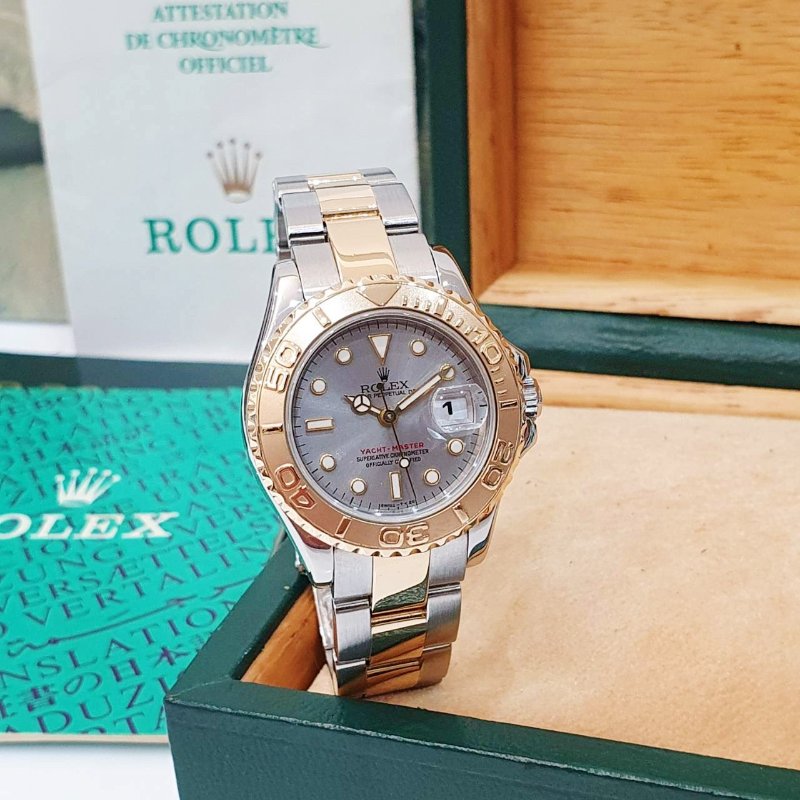 【大眾名錶】ROLEX 勞力士69623 Yacht-Master 遊艇名仕 半金小遊艇 灰色面盤 錶徑29mm 自動上鍊 大眾名錶B1279-3