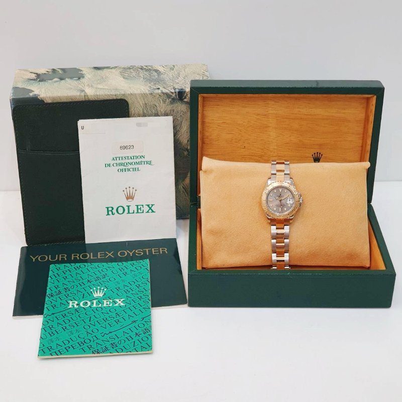 【大眾名錶】ROLEX 勞力士69623 Yacht-Master 遊艇名仕 半金小遊艇 灰色面盤 錶徑29mm 自動上鍊 大眾名錶B1279-9