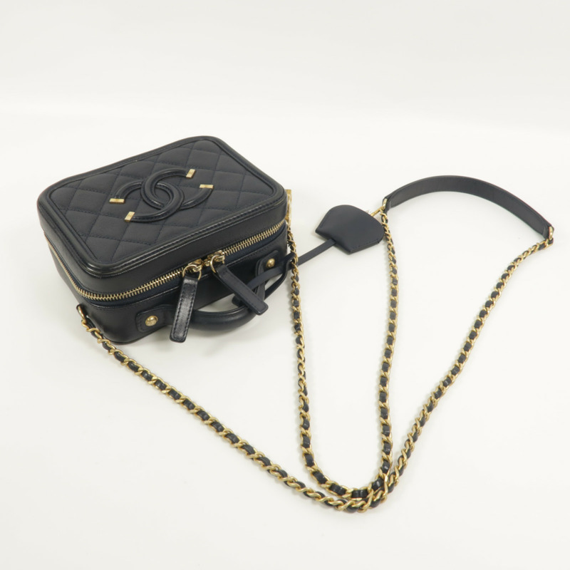 CHANEL 牛皮皮革Vanty Case Small鏈帶肩背袋-7
