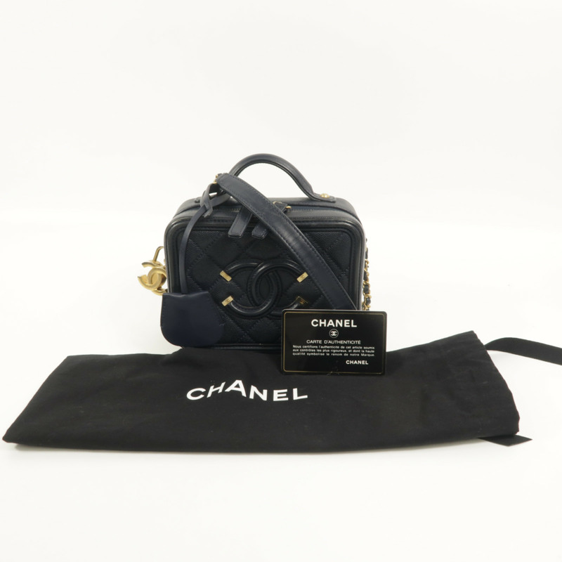 CHANEL 牛皮皮革Vanty Case Small鏈帶肩背袋-12