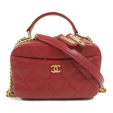 CHANEL 牛皮皮革Top Handle Camera Bag鏈帶肩背袋