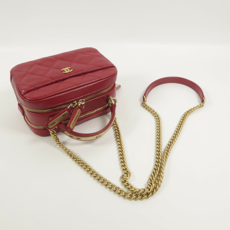 CHANEL 牛皮皮革Top Handle Camera Bag鏈帶肩背袋-8